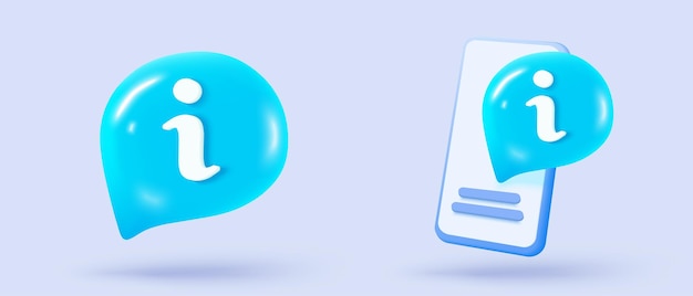 3d information icon sign on speech bubbles ask FAQ and QA answer solution support Have a question question answer sign or problem 3d answer speech bubbles icon vector rendering illustration