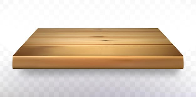3d isolated empty wooden shelf for exhibit on transparent background