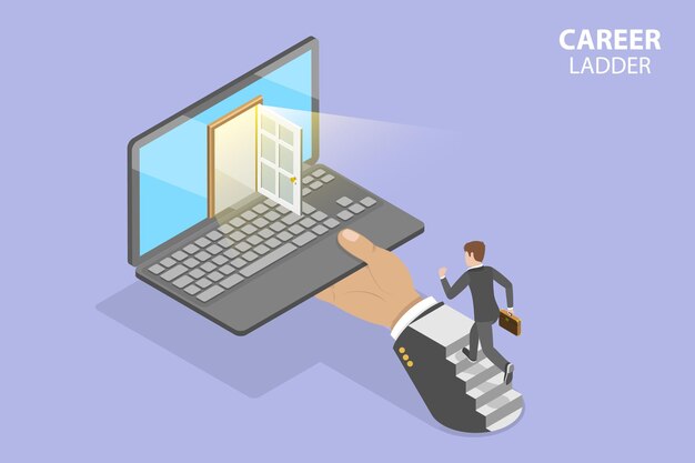 3D Isometric Flat Vector Conceptual Illustration of Career Ladder