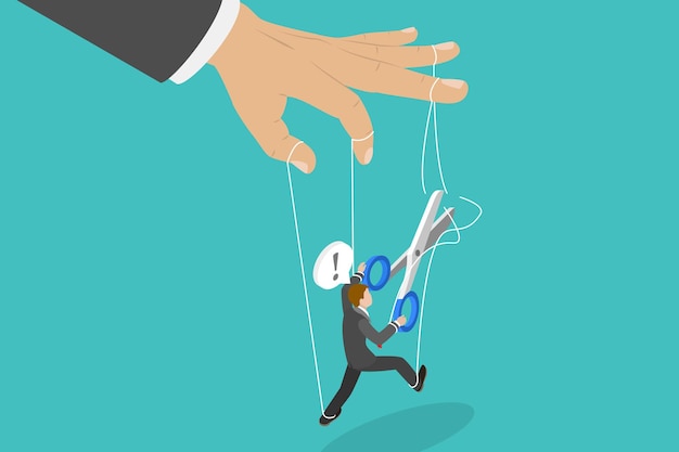 3d isometric flat vector conceptual illustration of escaping from slavery