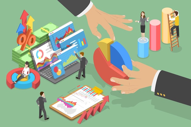3D Isometric Flat Vector Conceptual Illustration of Shares And Dividends