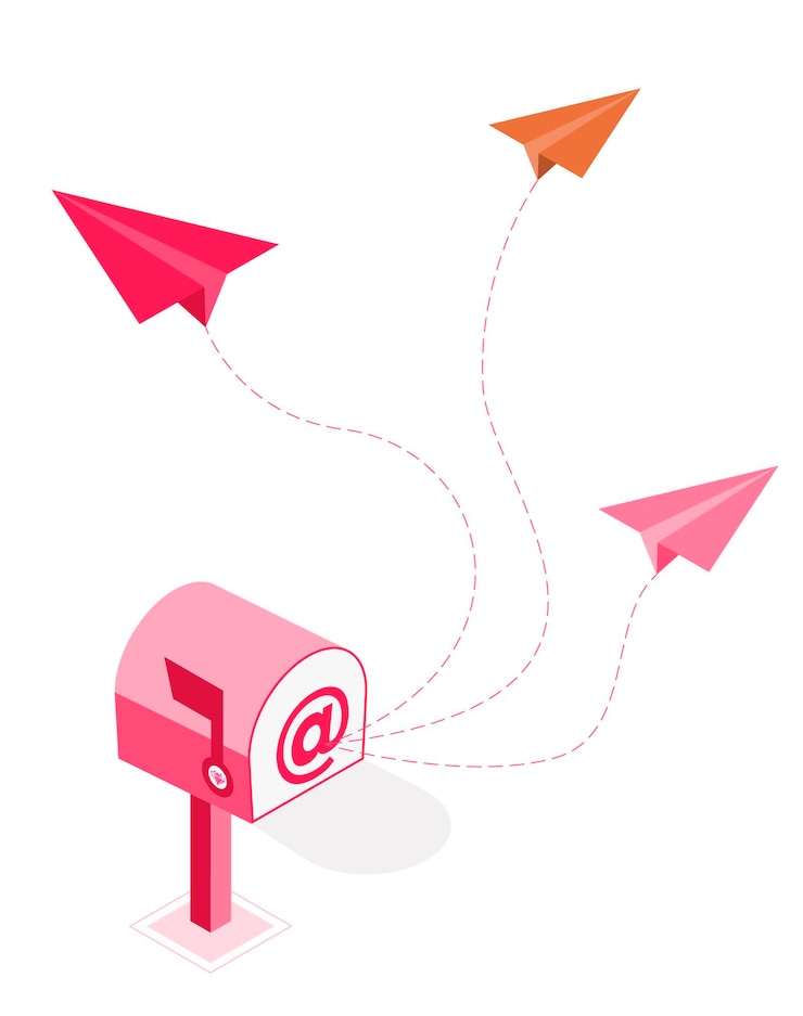 Vector 3d isometric illustration for business mailbox sending emails communicating via email