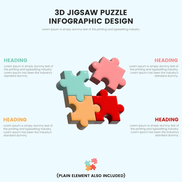 3d Jigsaw Puzzle Infographic Template Design