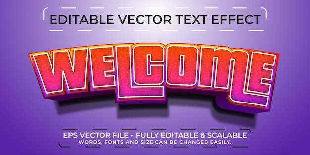 3d layered vector editable text effect welcome