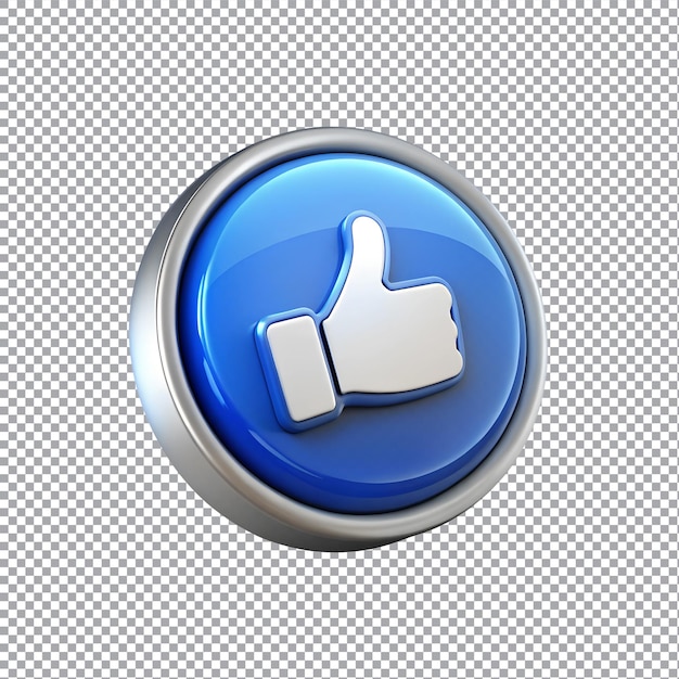 3d like button isolated on a transparent background