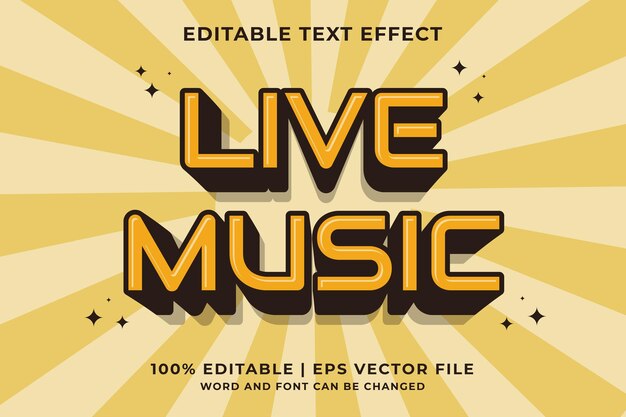 3d Live Music Cartoon Editable Text Effect Premium Vector