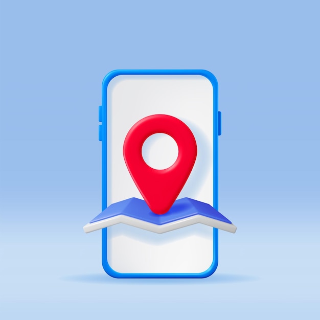 3D Location Map Pin in Smartphone