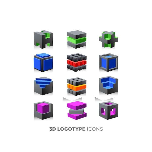 3d logo type icon