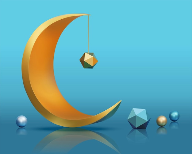 3d metallic moon decor set