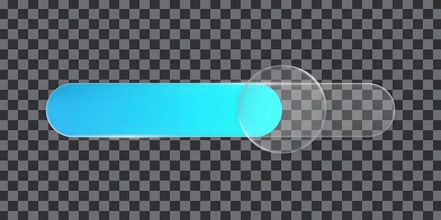 3D modern slider switch elements in the style of liquid glass and glossy surface User interface element for ui ux design Glass morphism Transparent frames and buttons Vector illustration