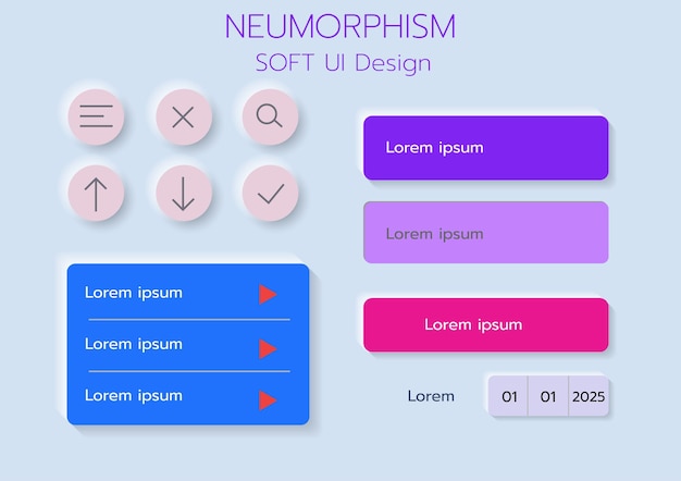 3d neumorphic soft ui design 3d bottons