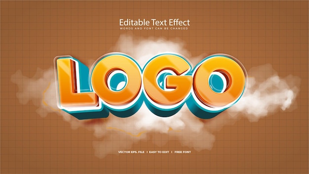 3D Orange and Blue Logo Text Effect