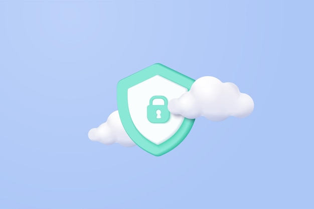 3D password secure for online payment on cloud blue sky background concept user account for 3d security with payment protection on isolated vector render background