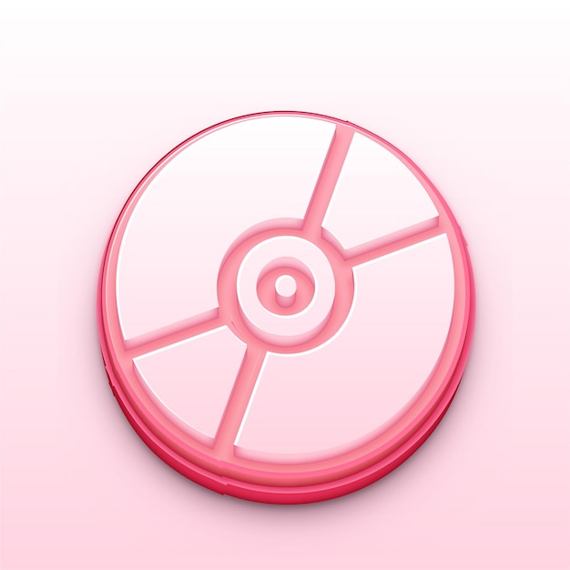 3D Pink CD Icon for Media and Entertainment Themes