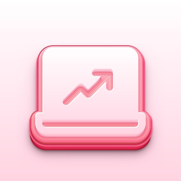 3d pink product market up icon with a pink background