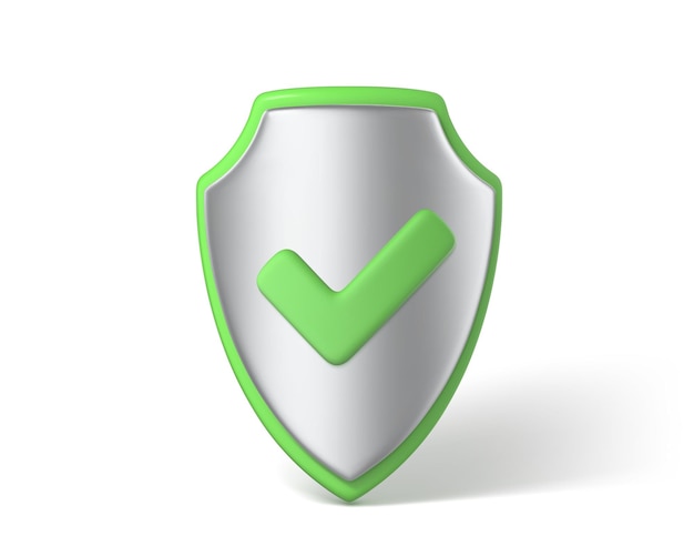 3d protection shield icon checkmark on shield symbol web security and guarding system concept vector 3d illustration
