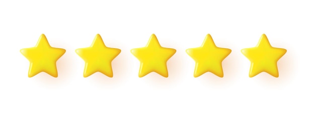 3D Rating stars icon for review product.