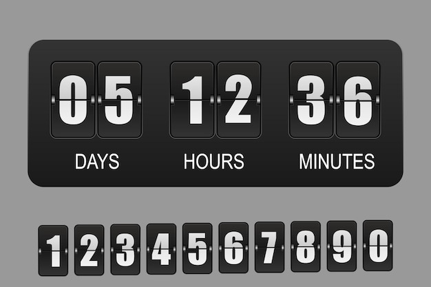 3d realistic Countdown timer. flip clock