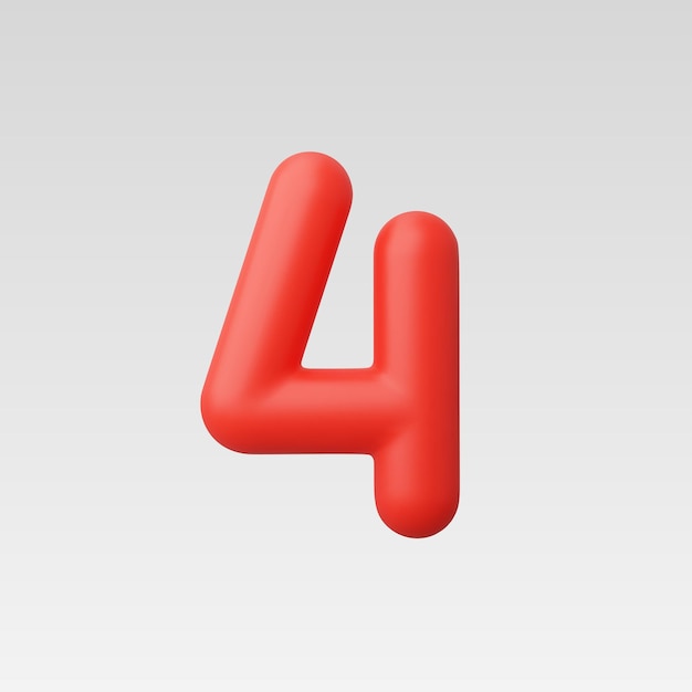 3d Realistic Number 4 vector Illustration