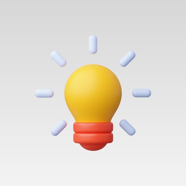 3d realistic yellow lightbulb vector illustration