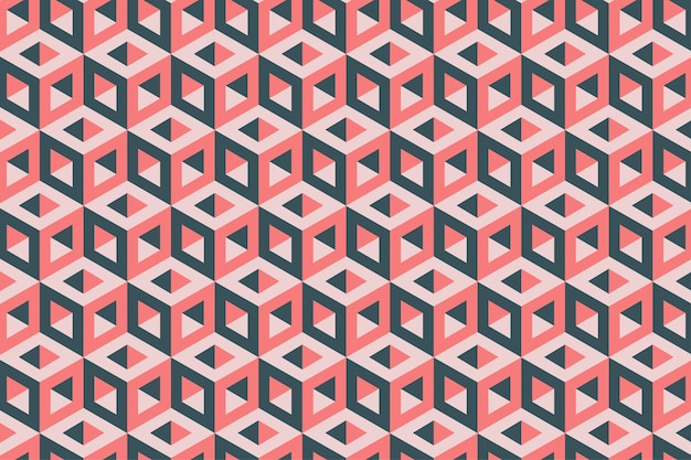3d red and blue optical illusion cubic blocks pattern