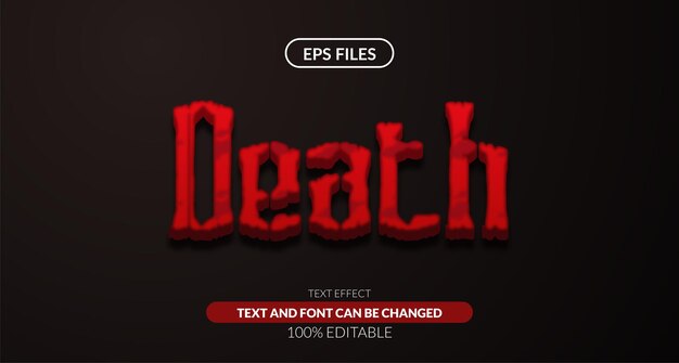 3d red decorative death editable text effect. eps vector file. fear horror scary mystery