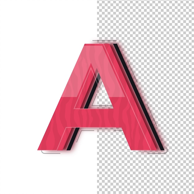3D Red Glass Effect Letter A Icon with Editable Background