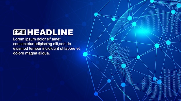 3D rendered digital Earth dot line linked Internet vector background