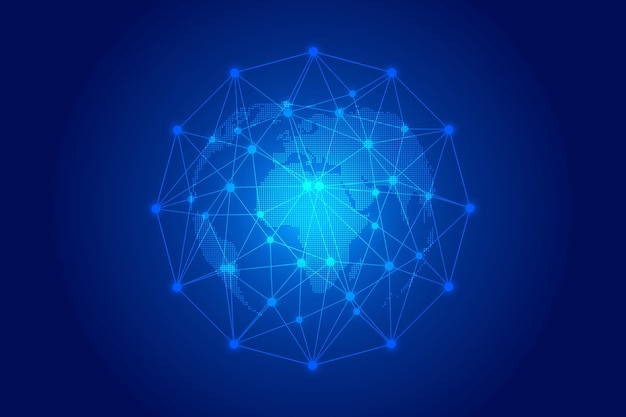 3D rendered digital Earth dot line linked Internet vector background