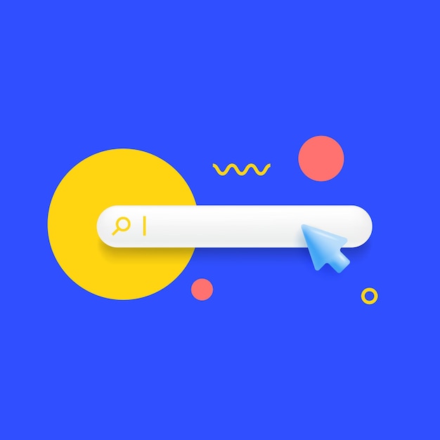 3d search bar template for website Navigation search for web browser 3d arrow mouse cursor Ask question template banner Support FAQ information web bar Vector