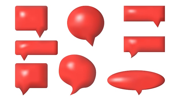 3d speech bubbles different shapes message icon