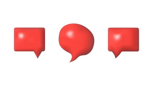 3d speech bubbles different shapes message icon