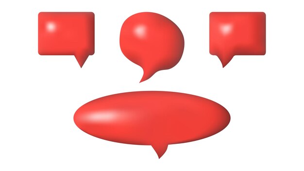3d speech bubbles different shapes message icon