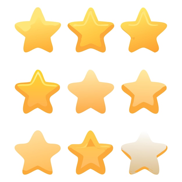 3d star rating icons with glossy gold effect soft shadows and modern glow