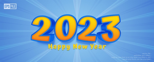 3d style editable number 2023 for new year celebration on blue background