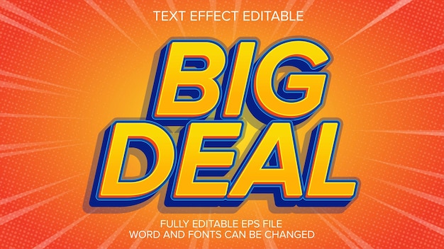 3d text effect big deal vector editable