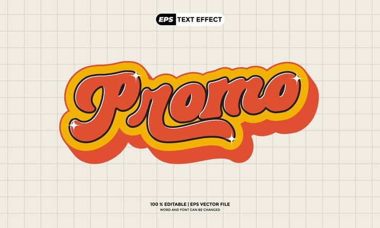 Vector 3d text effect editable retro vector style