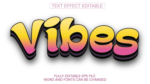 3d text effect vintage vector editable