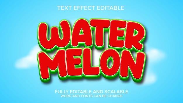 3d text effect water melon vector editable