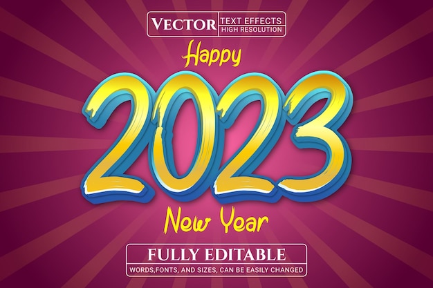 3d text happy new year 2023 with editable style effect template,Editable Text Effect