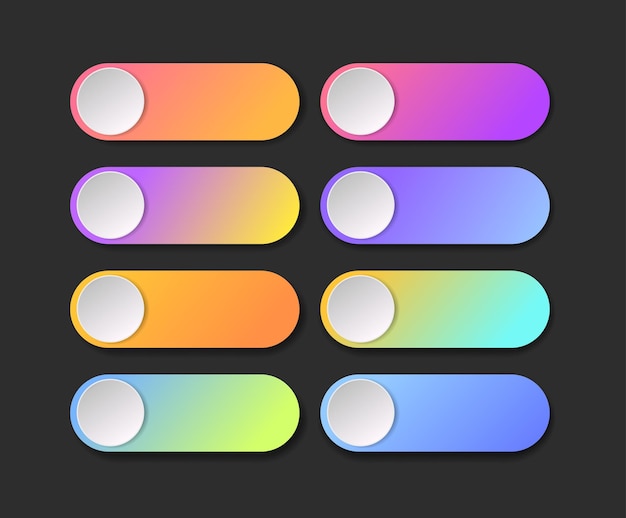 3d type colorful gradation toggle switch buttons for mobile web illustration ui and ux collection