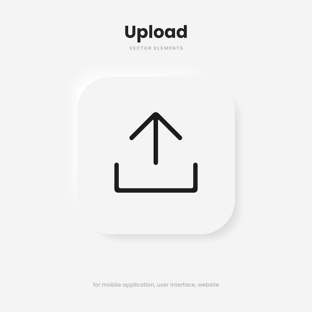 3d upload button icon. uploading icon. up arrow bottom side symbol. click here button for ui ux