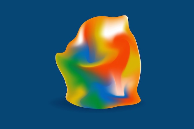 3D vector abstract form in rainbow heat map colors gradient on blue background