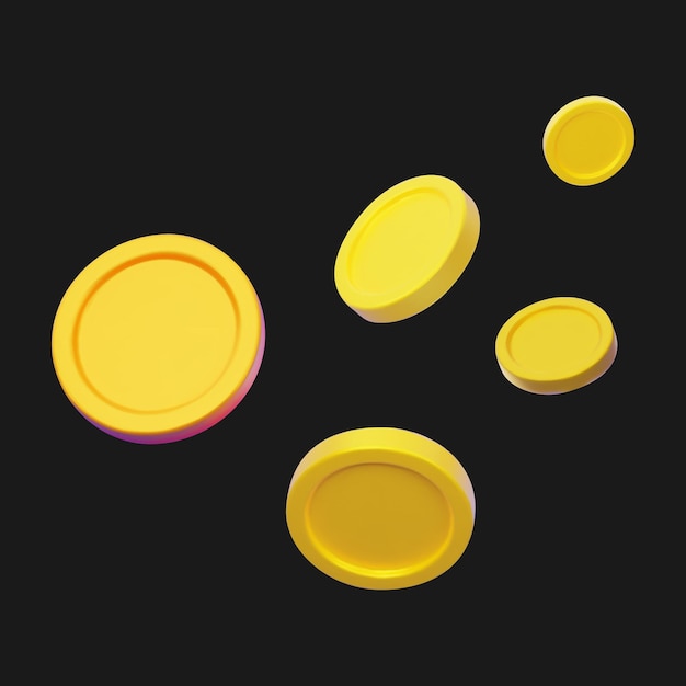 3d vector cartoon simple yellow coins