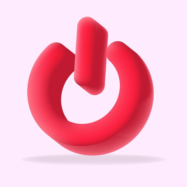 3D vector icon of a red power button Ideal for tech electronics and user interface design