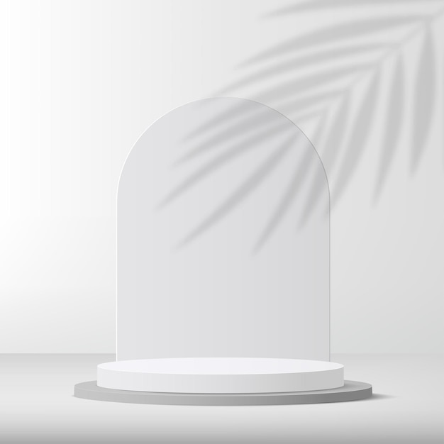 3d white color podium and minimal white wall scene vector