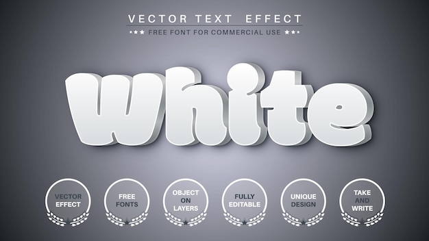 3D white edit text effect editable font style