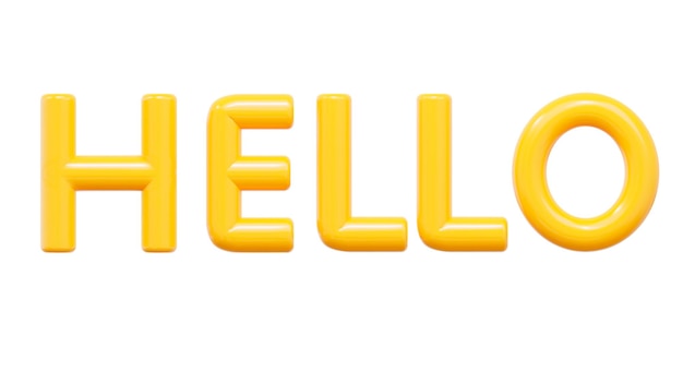 3D yellow Hello welcome text Stock vector illustration on isolated background