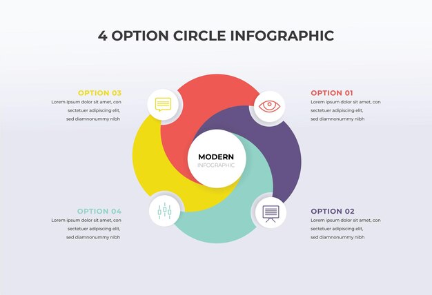 4 option circle infographic template