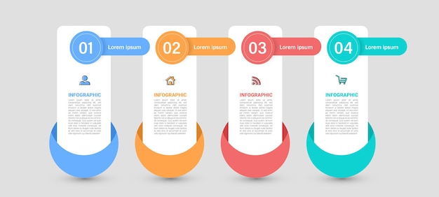 4 steps process infographic template
